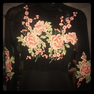 black floral sheer bodysuit